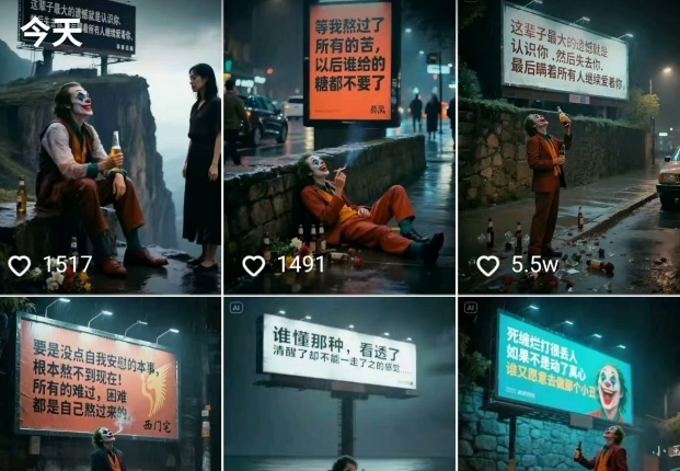 一条视频竟然15W赞!用AI制作小丑自嘲扎心文案视频,当下非常火爆的短视频流量神器-第2张图片-我要自学网 一条视频竟然15W赞!用AI制作小丑自嘲扎心文案视频,当下非常火爆的短视频流量神器-第2张图片-我要自学网