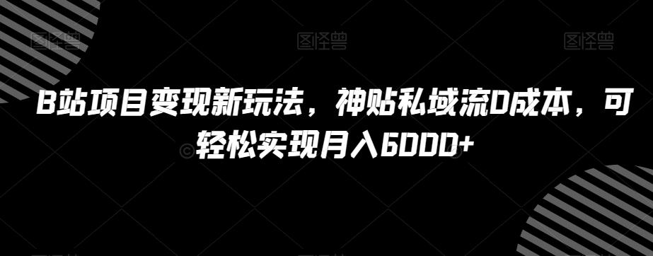 B站项目变现新玩法，神贴私域流0成本，可轻松实现月入6000+【揭秘】-第1张图片-我要自学网