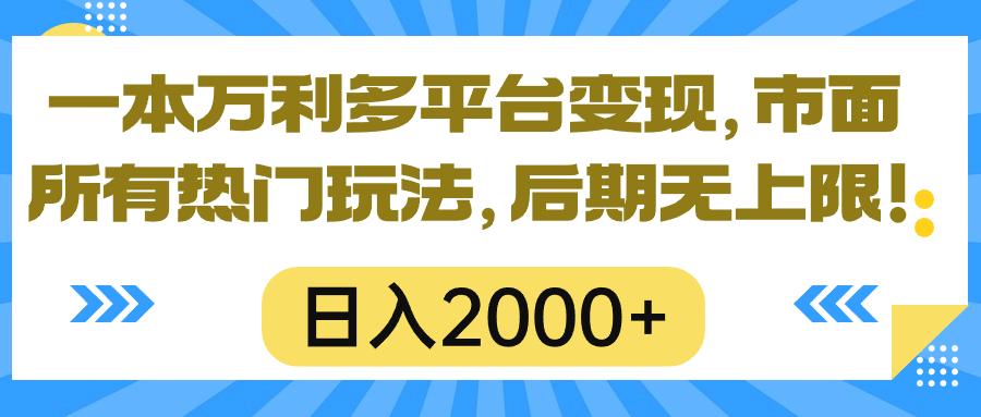 一本万利多平台变现，市面所有热门玩法，日入2000+，后期无上限！-第1张图片-我要自学网