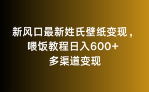 新风口最新姓氏壁纸变现，喂饭教程日入600+【揭秘】-第1张图片-我要自学网