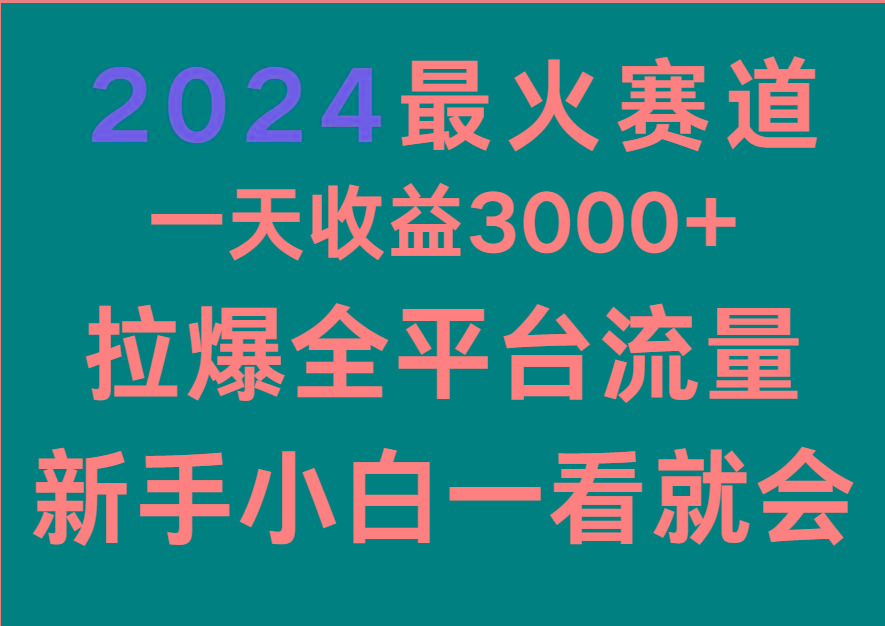 2024最火赛道，一天收一3000+.拉爆全平台流量，新手小白一看就会-第1张图片-我要自学网