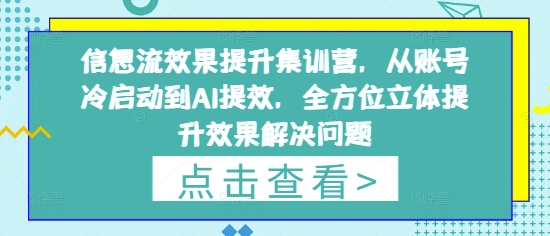 信息流效果提升集训营，从账号冷启动到AI提效，全方位立体提升效果解决问题-第1张图片-我要自学网