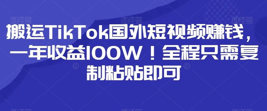 搬运TikTok国外短视频赚钱,一年收益100W!全程只需复制粘贴即可-第1张图片-我要自学网 搬运TikTok国外短视频赚钱,一年收益100W!全程只需复制粘贴即可-第1张图片-我要自学网
