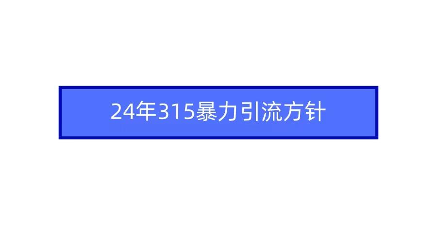 (9398期)2024年315暴力引流方针-第1张图片-我要自学网