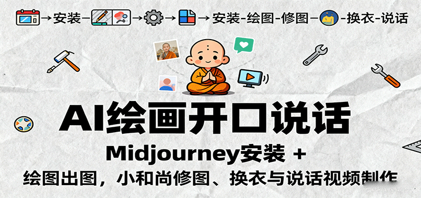 AI绘画开口说话，Midjourney安装 + 绘图出图，小和尚修图、换衣与说话视频制作-第1张图片-我要自学网