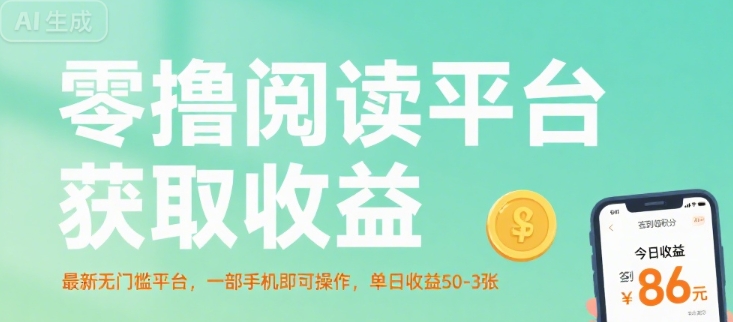 零撸阅读平台获取收益，最新无门槛平台，一部手机即可操作，单日收益50-3张【揭秘】-第1张图片-我要自学网