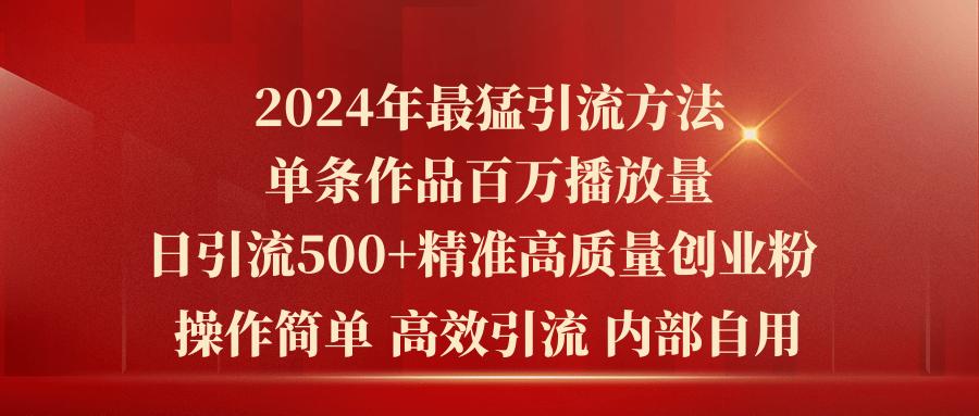 2024年最猛暴力引流方法,单条作品百万播放 单日引流500+高质量精准创业粉-第1张图片-我要自学网 2024年最猛暴力引流方法,单条作品百万播放 单日引流500+高质量精准创业粉-第1张图片-我要自学网