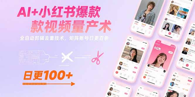 AI+小红书爆款视频量产术:全自动剪辑去重技术,矩阵账号日更百条-第1张图片-我要自学网 AI+小红书爆款视频量产术:全自动剪辑去重技术,矩阵账号日更百条-第1张图片-我要自学网