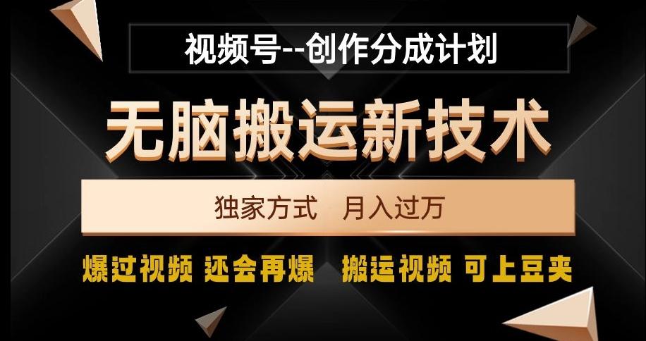 视频号无脑搬运新技术，破原创壕流量，独家方式，爆过视频，还会再爆【揭秘】-第1张图片-我要自学网