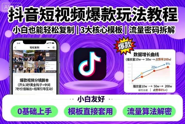 抖音短视频爆款玩法教程,小白也能轻松复制-第1张图片-我要自学网 抖音短视频爆款玩法教程,小白也能轻松复制-第1张图片-我要自学网