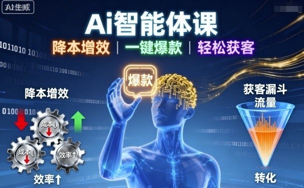 Ai智能体课,降本增效,一键爆款,轻松获客-第1张图片-我要自学网 Ai智能体课,降本增效,一键爆款,轻松获客-第1张图片-我要自学网