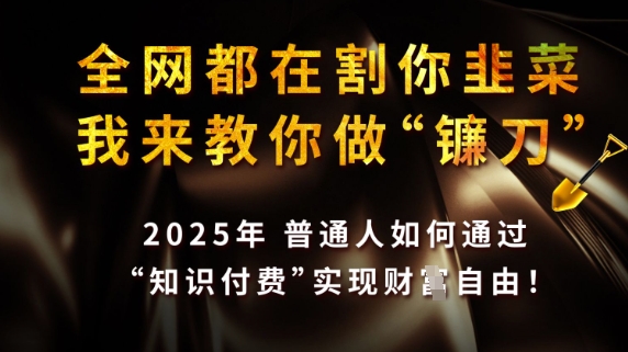 全网都在割你韭菜,我来教你做镰刀,2025普通人如何通过知识付费,实现财F自由【揭秘】-第1张图片-我要自学网 全网都在割你韭菜,我来教你做镰刀,2025普通人如何通过知识付费,实现财F自由【揭秘】-第1张图片-我要自学网