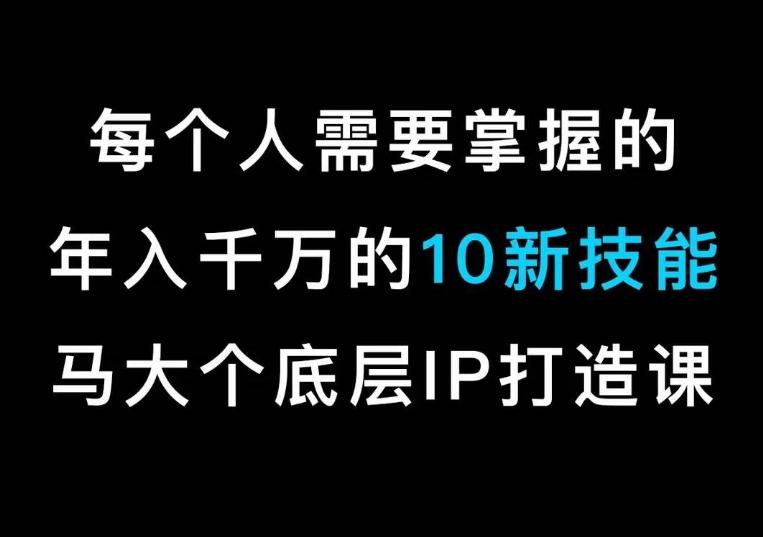 马大个的IP底层逻辑课，​每个人需要掌握的年入千万的10新技能，约会底层IP打造方法！-第1张图片-我要自学网