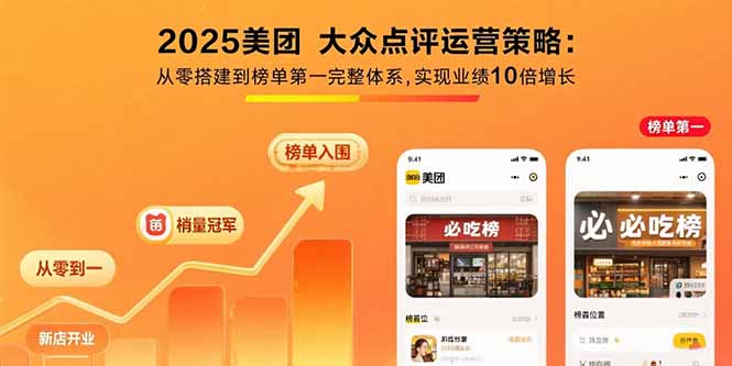 2025美团 大众点评运营策略:从零搭建到榜单第一完整体系,实现业绩10倍增长-第1张图片-我要自学网 2025美团 大众点评运营策略:从零搭建到榜单第一完整体系,实现业绩10倍增长-第1张图片-我要自学网