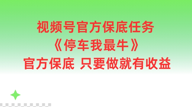 视频号官方保底任务，停车我最牛，官方保底只要做就有收益【揭秘】-第1张图片-我要自学网