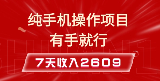 纯手机操作的小项目，有手就能做，7天收入2609+实操教程【揭秘】-第1张图片-我要自学网
