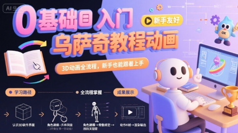 0基础入门乌萨奇教程动画，3D动画全流程，新手也能跟着上手-第1张图片-我要自学网