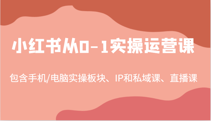 小红书从0-1实操运营课，包含手机/电脑实操板块、IP和私域课、直播课(97节)-第1张图片-我要自学网