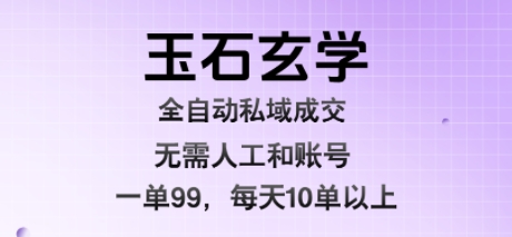 玉石玄学全自动私域成交，一单99每天十单以上，无需人工和矩阵账号，蓝海项目直接干【揭秘】-第1张图片-我要自学网