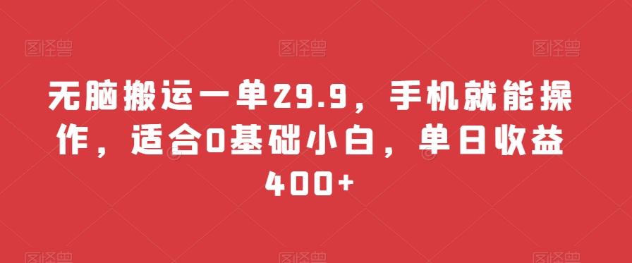 无脑搬运一单29.9，手机就能操作，适合0基础小白，单日收益400+-第1张图片-我要自学网
