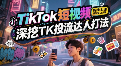 TikTok短视频带货线上课，深挖TK投流达人打法-第1张图片-我要自学网