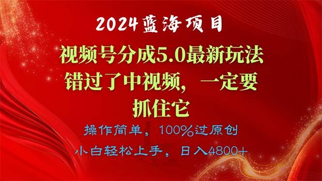 2024蓝海项目，视频号分成计划5.0最新玩法，错过了中视频，一定要抓住…-第1张图片-我要自学网