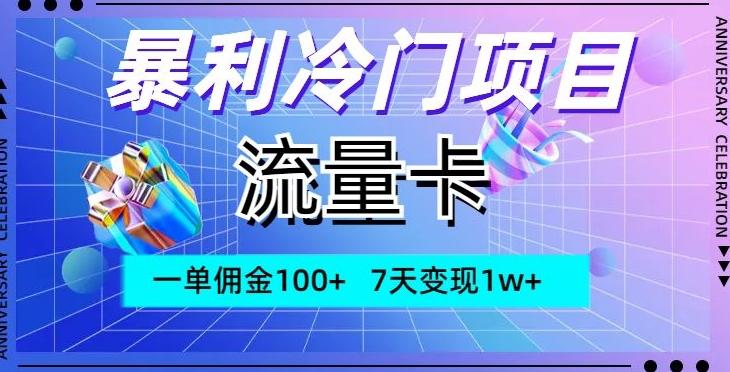 暴利冷门项目，流量卡，一单佣金100+，7天变现1w+-第1张图片-我要自学网