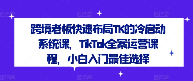跨境老板快速布局TK的冷启动系统课，TikTok全案运营课程，小白入门最佳选择-第1张图片-我要自学网