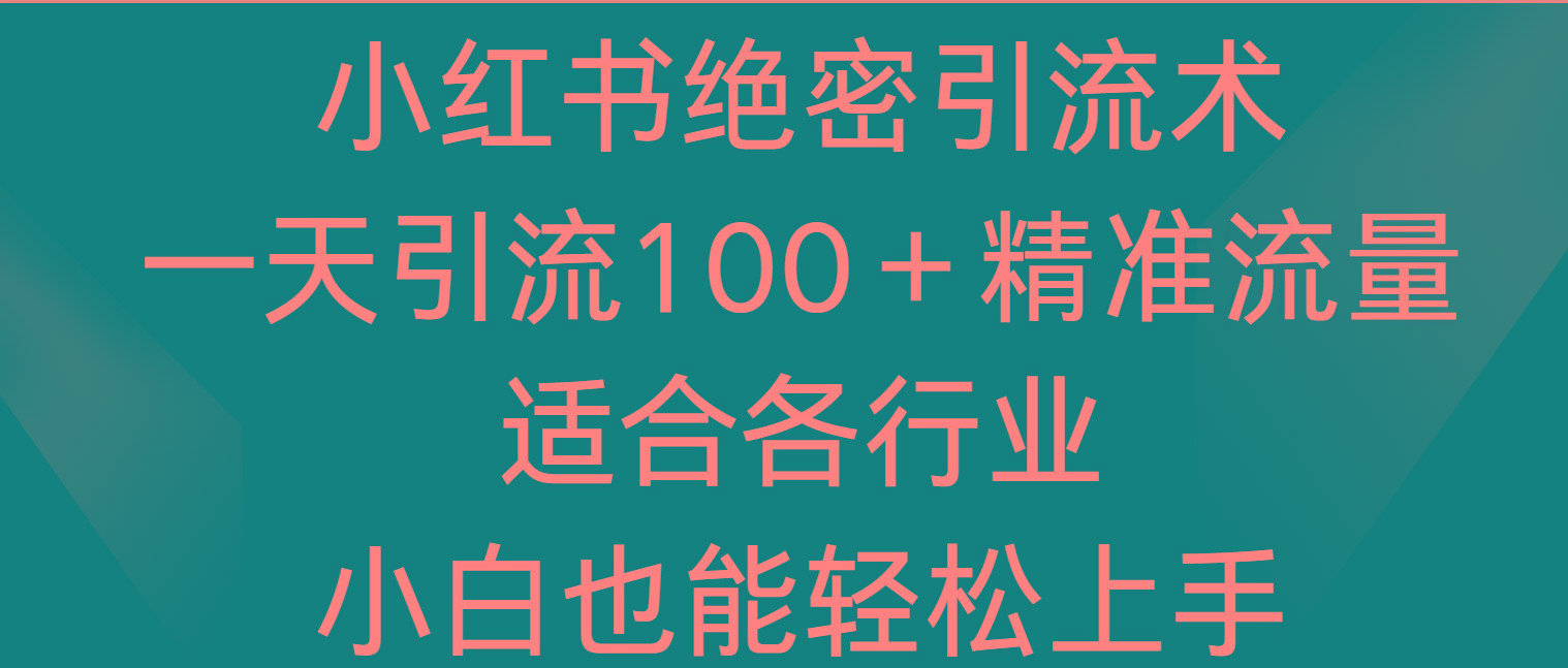 小红书绝密引流术，一天引流100＋精准流量，适合各个行业，小白也能轻松上手-第1张图片-我要自学网