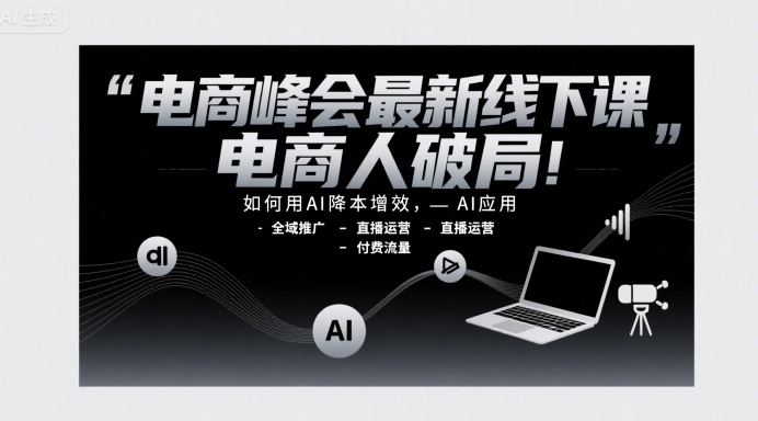 电商峰会最新线下课,电商人破局,如何用AI降本增效,AI应用-全域推广-直播运营-付费流量-第1张图片-我要自学网 电商峰会最新线下课,电商人破局,如何用AI降本增效,AI应用-全域推广-直播运营-付费流量-第1张图片-我要自学网