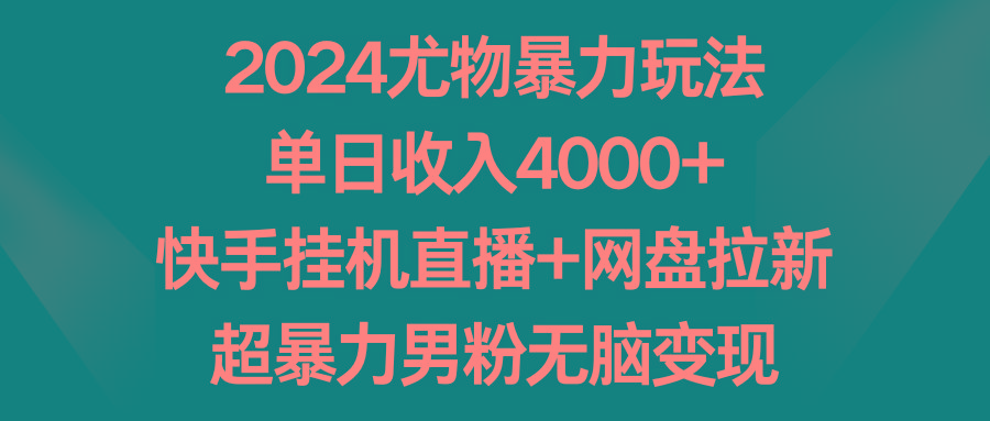 2024尤物暴力玩法 单日收入4000+快手挂机直播+网盘拉新 超暴力男粉无脑变现-第1张图片-我要自学网