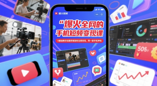 爆火全网的手机短视频变现课,0基础教你拍摄剪辑涨粉运营变现,用一部手机挣钱-第1张图片-我要自学网 爆火全网的手机短视频变现课,0基础教你拍摄剪辑涨粉运营变现,用一部手机挣钱-第1张图片-我要自学网