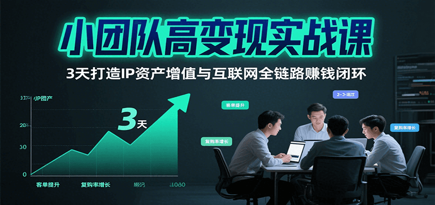 小团队高变现实战课，3天打造IP资产增值与互联网全链路赚钱闭环(第二期)-第1张图片-我要自学网