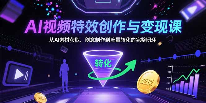 AI视频特效创作与变现课:从AI素材获取、创意制作到流量转化的完整闭环-第1张图片-我要自学网 AI视频特效创作与变现课:从AI素材获取、创意制作到流量转化的完整闭环-第1张图片-我要自学网