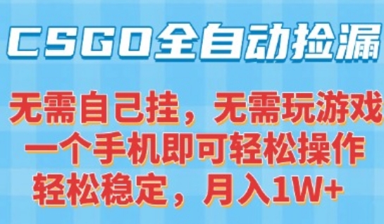 CSGO自动捡漏项目，最新独家玩法，一个手机可操作，新手小白轻松月入1W+，操作简单易上手【揭秘】-第1张图片-我要自学网