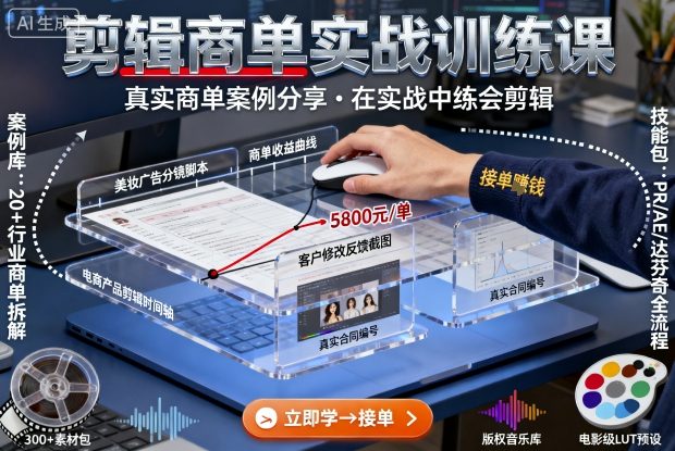 剪辑商单实战训练课，真实商单案例分享，在实战中练会剪辑-第1张图片-我要自学网