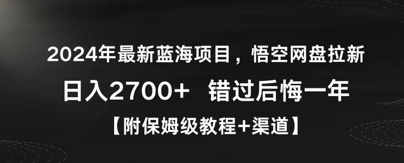 2024年最新蓝海项目，悟空网盘拉新，日入2700+错过后悔一年【附保姆级教程+渠道】【揭秘】-第1张图片-我要自学网