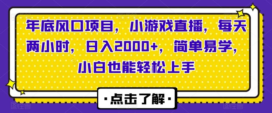 年底风口项目，小游戏直播，每天两小时，日入2000+，简单易学，小白也能轻松上手-第1张图片-我要自学网