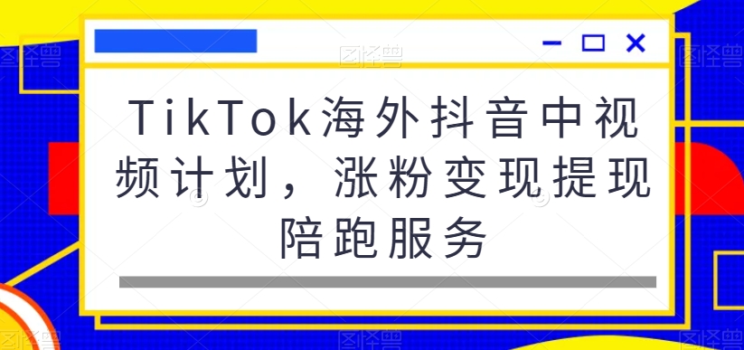 TikTok海外抖音中视频计划，涨粉变现提现陪跑服务-第1张图片-我要自学网