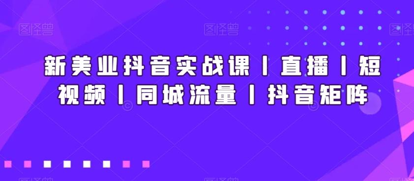 新美业抖音实战课丨直播丨短视频丨同城流量丨抖音矩阵-第1张图片-我要自学网
