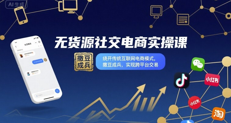 无货源社交电商实操课，绕开传统互联网电商模式，撒豆成兵，实现跨平台交易-第1张图片-我要自学网
