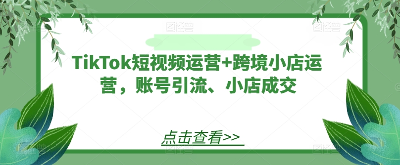 TikTok短视频运营+跨境小店运营，账号引流、小店成交-第1张图片-我要自学网