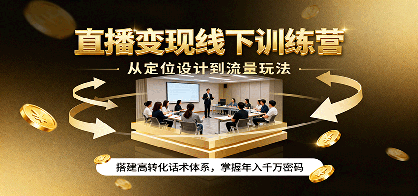 直播变现线下训练营，从定位设计到流量玩法，搭建高转化话术体系，掌握年入千万密码-第1张图片-我要自学网