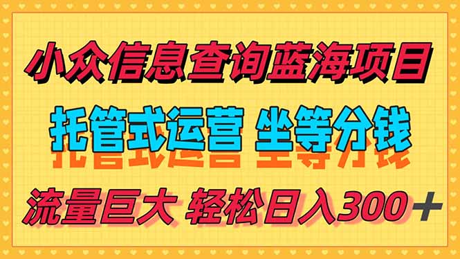 稳定日入300+,小众信息查询蓝海项目,全程懒人式托管,解放你的时间-第1张图片-我要自学网 稳定日入300+,小众信息查询蓝海项目,全程懒人式托管,解放你的时间-第1张图片-我要自学网