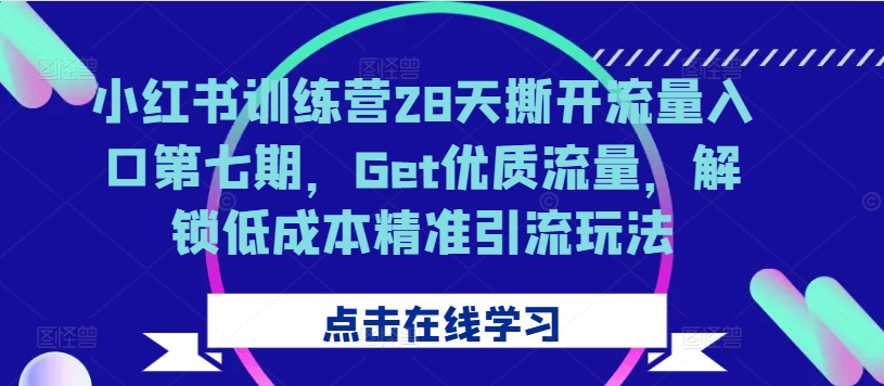 小红书训练营28天撕开流量入口第七期，Get优质流量，解锁低成本精准引流玩法-第1张图片-我要自学网