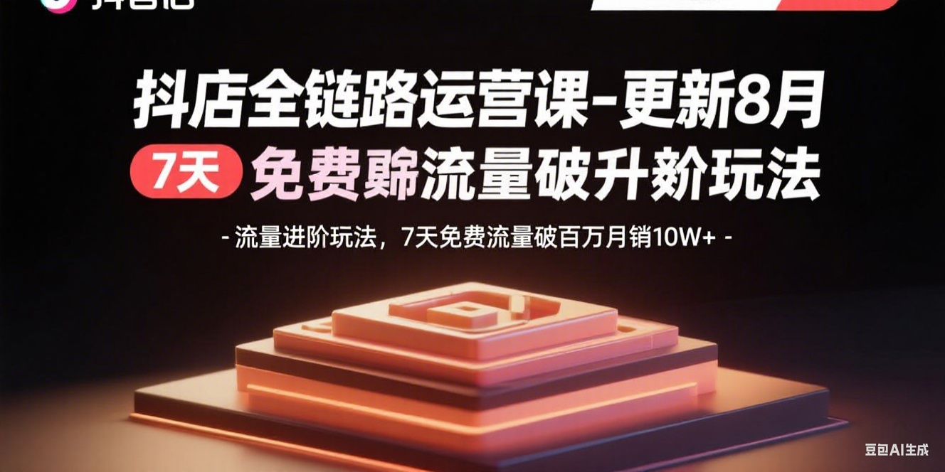抖店全链路运营课-更新8月：流量进阶玩法，7天免费流量破百万月销10W+-第1张图片-我要自学网