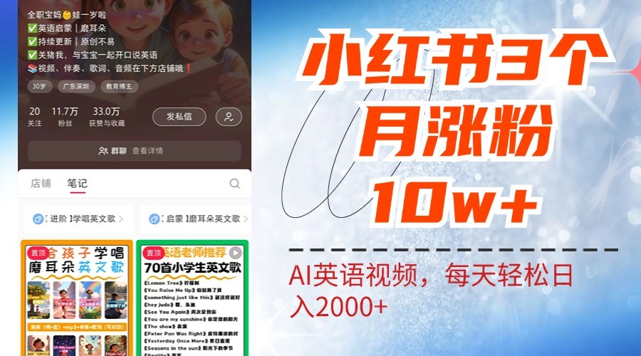 小红书三个月涨粉10W，AI英语视频0成本制作，每天轻松日入2000+-第1张图片-我要自学网