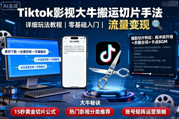 Tiktok影视大牛搬运切片手法,详细玩法教程-第1张图片-我要自学网 Tiktok影视大牛搬运切片手法,详细玩法教程-第1张图片-我要自学网