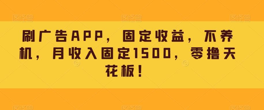 刷广告APP，固定收益，不养机，月收入固定1500，零撸天花板！-第1张图片-我要自学网