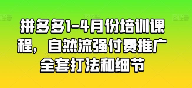拼多多1-4月份培训课程，自然流强付费推广全套打法和细节-第1张图片-我要自学网